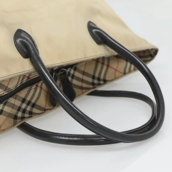 Burberrys Blue Label Tote Bag Nylon Beige Silver Auth ti3066 - Picture 8 of 16